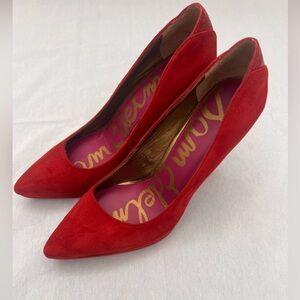 Sam Edelman Celia Red Suede Heels Pumps US 5.5M EU 36 UK 3.5 Great Condition!